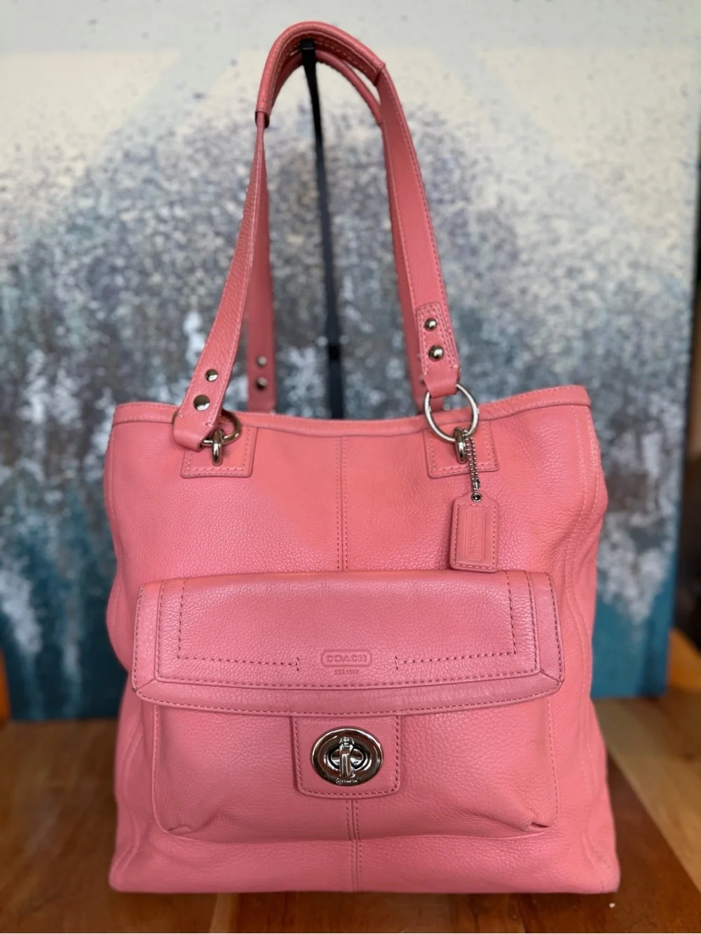 Coach Classic 2012 Coral Pebbled Leather Penelope Tote GUC
